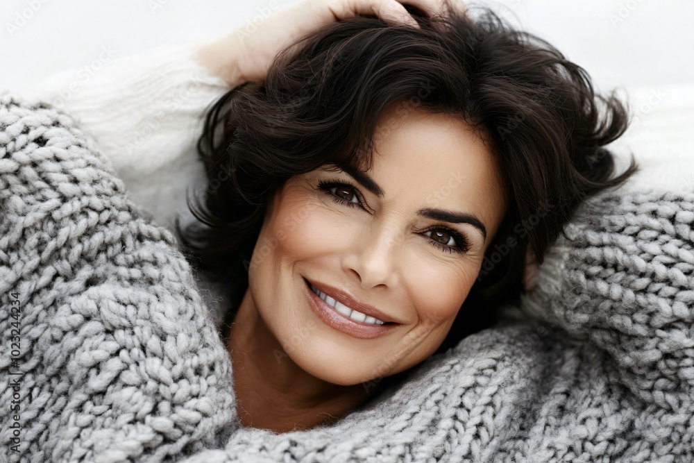 Portrait Of A Beautiful Middle-Aged Woman Smiling At The Camera Portrait Of A Beautiful Middle-Aged Woman Smiling At The Camera