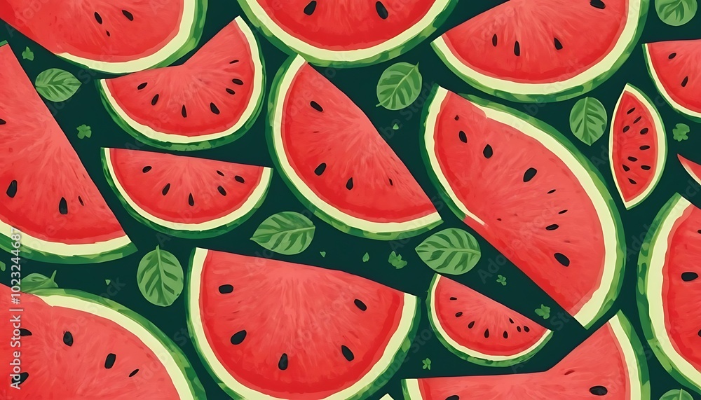 Illustration watermelon with missing bite pattern on white background,Watermelon slices pattern viewed from above. Top view. Summer concept.7 Illustration watermelon with missing bite pattern on white background,Watermelon slices pattern viewed from above. Top view. Summer concept.7