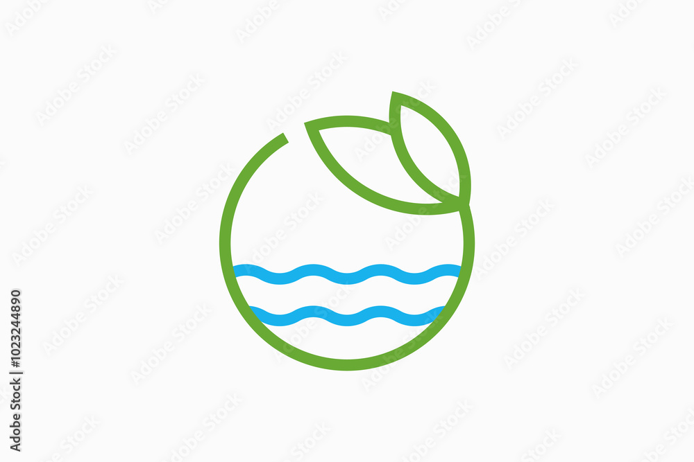 waves with circle leaf Logo design vector waves with circle leaf Logo design vector