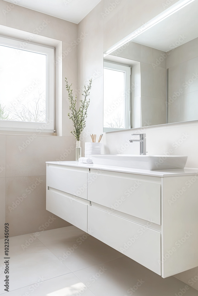 This image features a white bathroom cabinet against a clean wall, paired with a stylish mirror above it. The bright cabinetry creates a fresh and airy feel, while the sleek design enhances it. This image features a white bathroom cabinet against a clean wall, paired with a stylish mirror above it. The bright cabinetry creates a fresh and airy feel, while the sleek design enhances it.