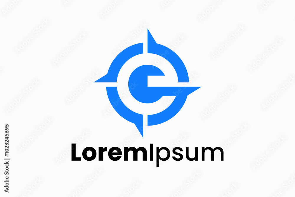 Obraz premium letter E with compass Logo design vector 
