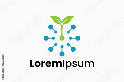 molecule with leaf Logo design vector 