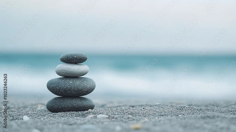 Smooth pebbles are on a blurred background Smooth pebbles are on a blurred background