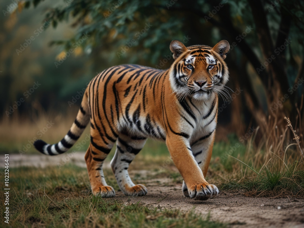 animal mammal predator tiger in savannah AI generated animal mammal predator tiger in savannah AI generated