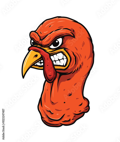 Turkey head vector mascot with angry face