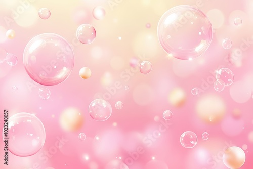 Soft pink bubble backdrop with translucent spheres