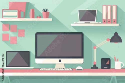 Organized home office desk with modern gadgets