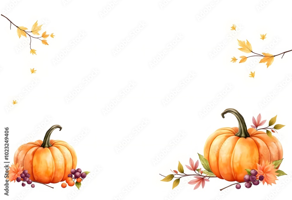 Vector pumpkin with autumn leaves
Vector pumpkin with autumn leaves