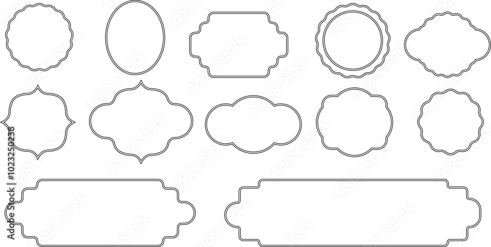 Obraz premium Vector geometric frames. Decoration in minimal style. Frames for the holiday or congratulations on transparent background. Vector EPS 10