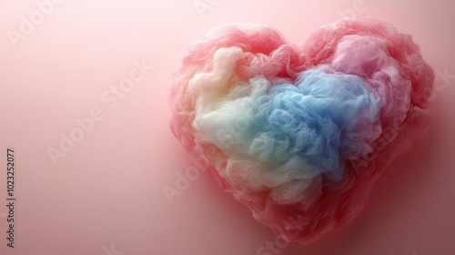 colorful heartshaped cotton candy against a pastel background embodying love and romance the sweet treat is captured from above creating a whimsical and delightful image for valentines day