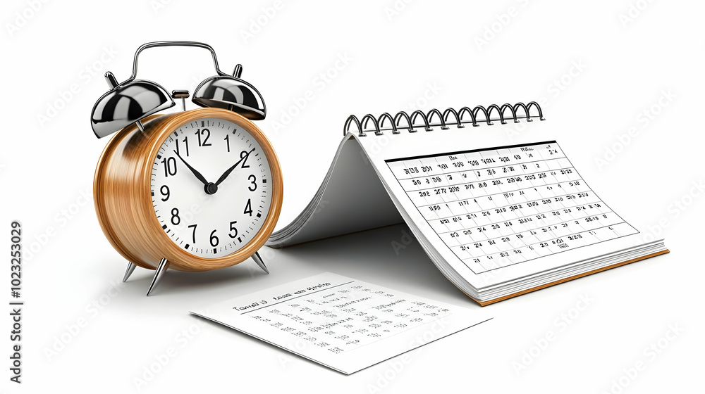3D Icon Desk Clock and Calendar Isolated on White Background - Perfect Vector for Time Management and Home Office Organization 3D Icon Desk Clock and Calendar Isolated on White Background - Perfect Vector for Time Management and Home Office Organization