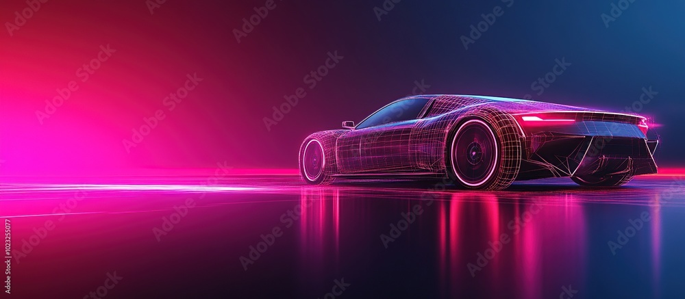 Futuristic Sports Car in a Neon World Futuristic Sports Car in a Neon World