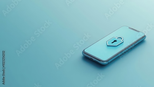 Smartphone with glowing shield and padlock icon, representing cybersecurity.