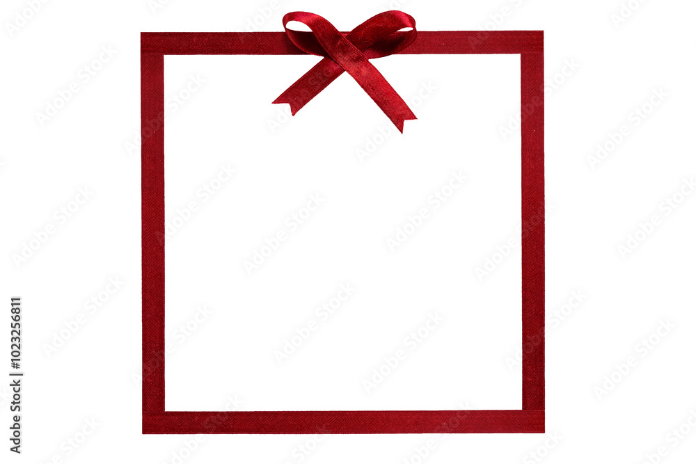 Photo card blank with red ribbon for Christmas on a transparent background in PNG format. Photo card blank with red ribbon for Christmas on a transparent background in PNG format.