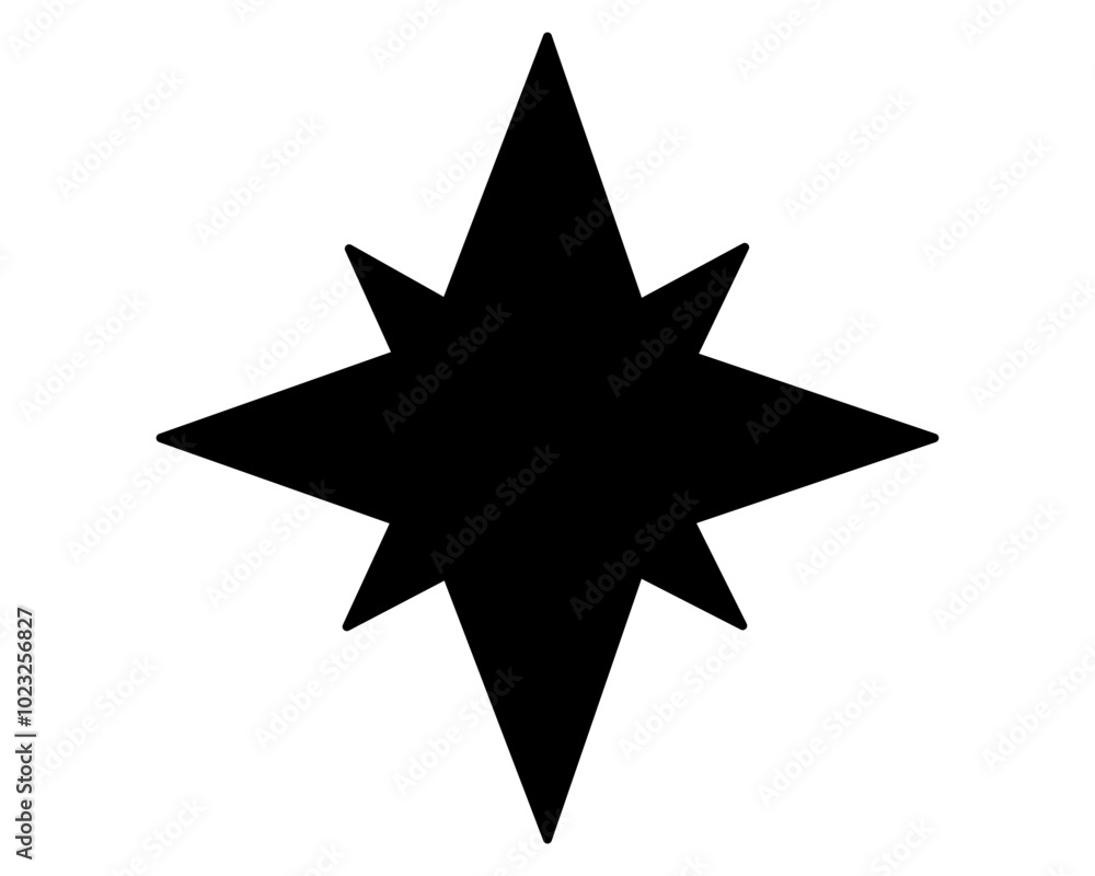 Eight-pointed star silhouette - vector silhouette image for logo, pictogram or stencil. Star symbol or icon Eight-pointed star silhouette - vector silhouette image for logo, pictogram or stencil. Star symbol or icon