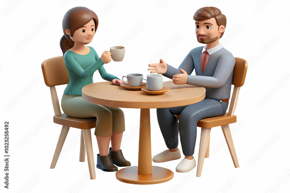 Flat Vector Illustration of a Couple Enjoying Coffee Together at a Rustic Kitchen Table in a Cozy Homely Setting - Candid Shot of Natural Connection and Relaxation Flat Vector Illustration of a Couple Enjoying Coffee Together at a Rustic Kitchen Table in a Cozy Homely Setting - Candid Shot of Natural Connection and Relaxation