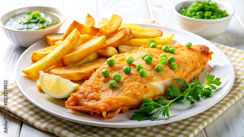 Tasty healthy and nutritious seafood Air fryer fish and chips on transparent background