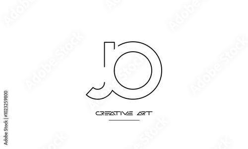 JO, OJ, J, O abstract letters logo monogram