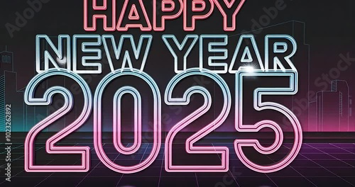 Wallpaper Mural Happy New year 2025 Blast 3D text beautiful Title animation shine flickering firework bokeh background holiday Countdown new year 2025 festival party time event neon color full hd 4k video download Torontodigital.ca