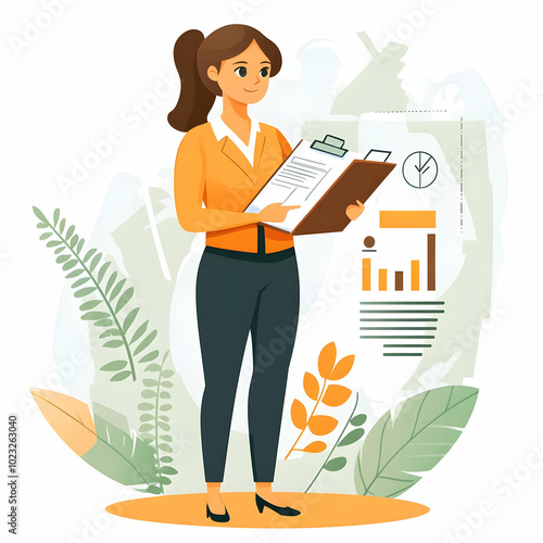 Person with Clipboard for Detailed Service Tracking: Ensuring Accuracy and Reliability with Clean Background Space for Text or Graphics