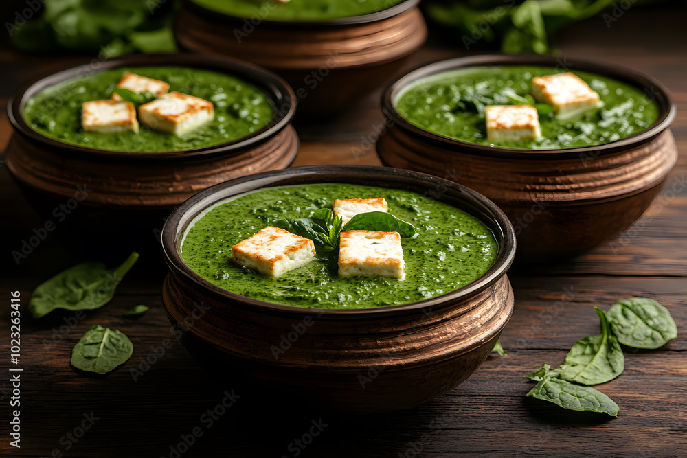 Palak Paneer in a Bowl – Creamy Spinach and Cheese Cubes Indian Dish