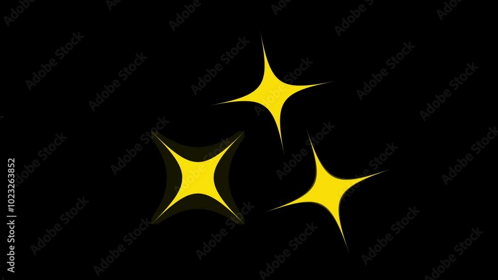 Twinkling stars animation, yellow cartoon, doodles style stars blinking, glitter on black background, night sky. shiny stars. Twinkling stars animation, yellow cartoon, doodles style stars blinking, glitter on black background, night sky. shiny stars.