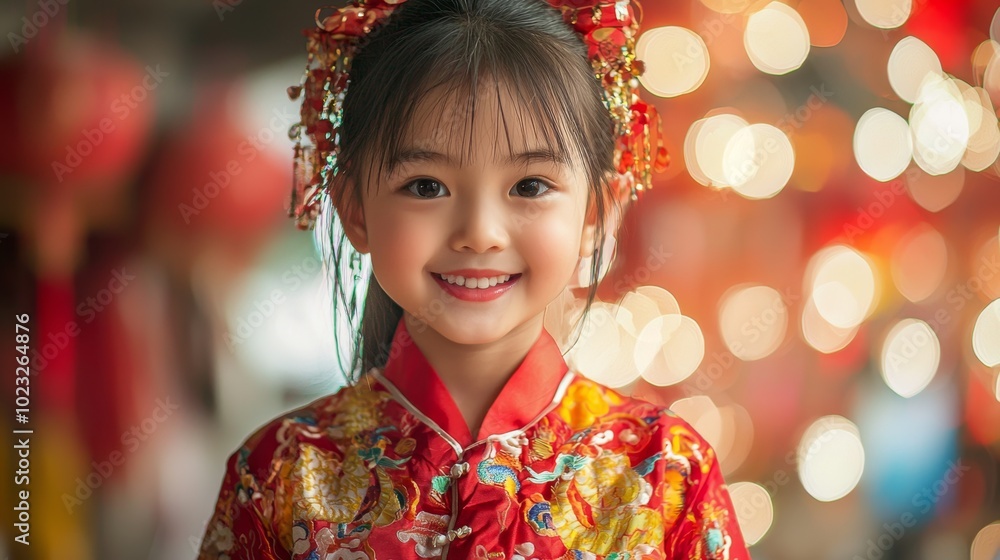 closeup of Chinese children celebrating new year in the street festival . ai generated closeup of Chinese children celebrating new year in the street festival . ai generated