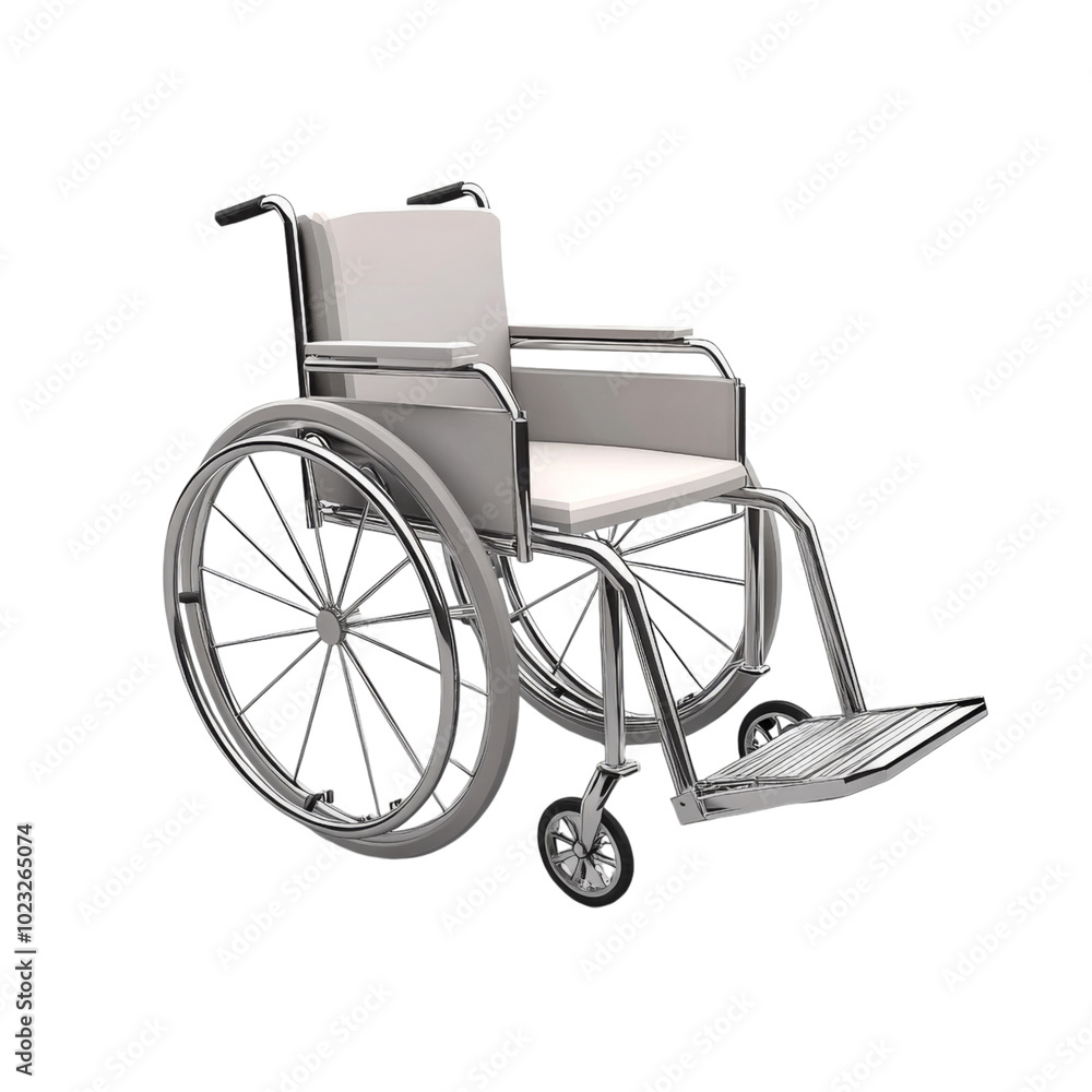 Realistic 3D rendering of a wheelchair icon for healthcare applications Realistic 3D rendering of a wheelchair icon for healthcare applications