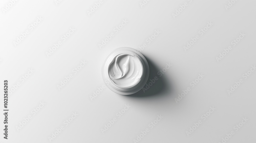 close-up of the cream product with the lid slightly open, showing the cosmetic smooth cream inside, set against a plain simple minimalismbackground close-up of the cream product with the lid slightly open, showing the cosmetic smooth cream inside, set against a plain simple minimalismbackground