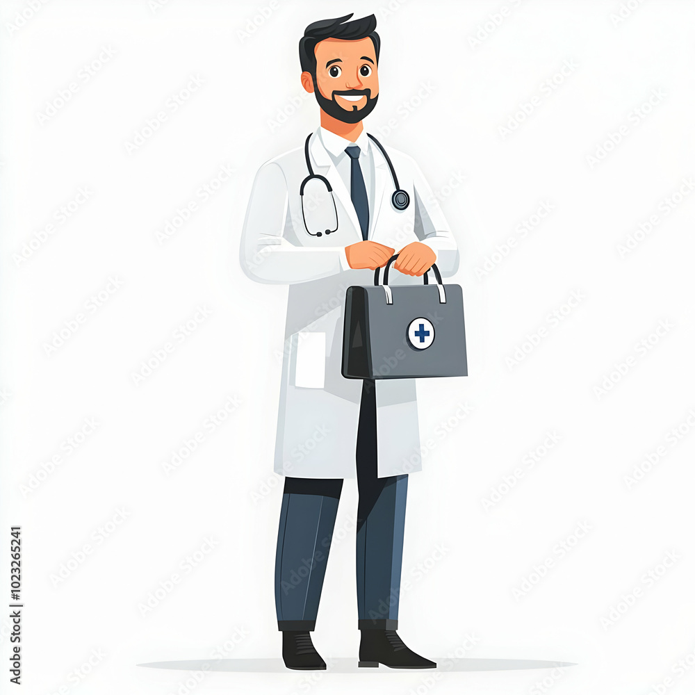 Healthcare Professional with Medical Bag and Stethoscope, Symbolizing Efficient and Friendly Healthcare Services on a Blank Background for Your Designs Healthcare Professional with Medical Bag and Stethoscope, Symbolizing Efficient and Friendly Healthcare Services on a Blank Background for Your Designs
