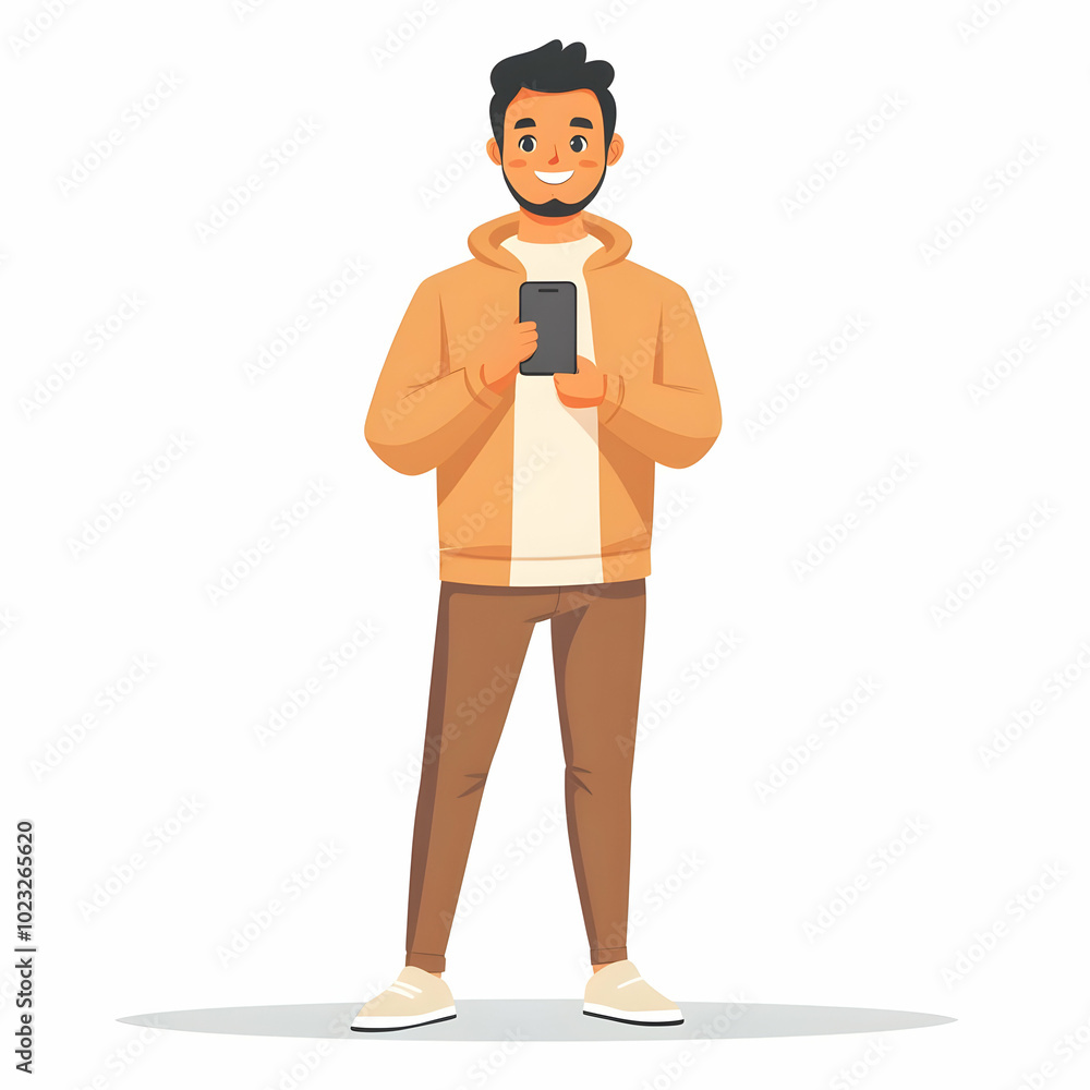 Efficient Customer Care: A Person with Phone Offering Responsive Support Set Against Blank Background for Text or Graphics Efficient Customer Care: A Person with Phone Offering Responsive Support Set Against Blank Background for Text or Graphics