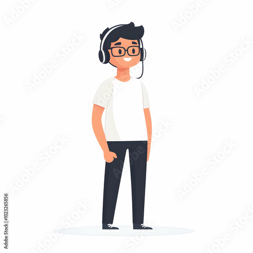 Person with Headset Delivering Responsive Customer Service: Communication and Support Concept on Blank Background