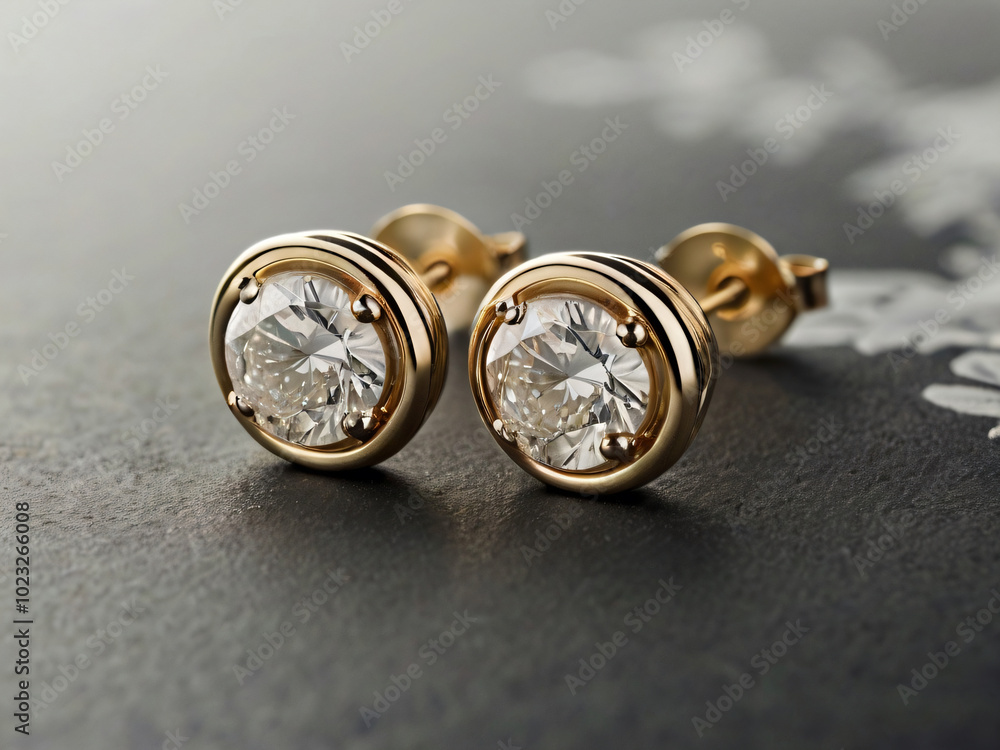 a pair of elegant gold earrings adorned with round-cut diamonds. a pair of elegant gold earrings adorned with round-cut diamonds.