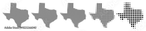 Texas Map halftone in different sizes