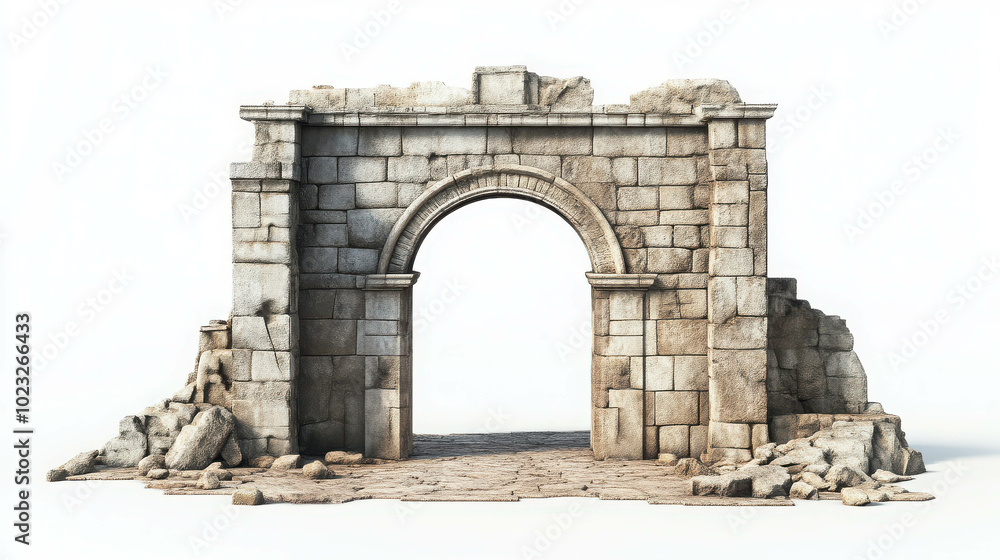 Obraz premium Ancient City Gate 3D Rendering with Detailed Texture