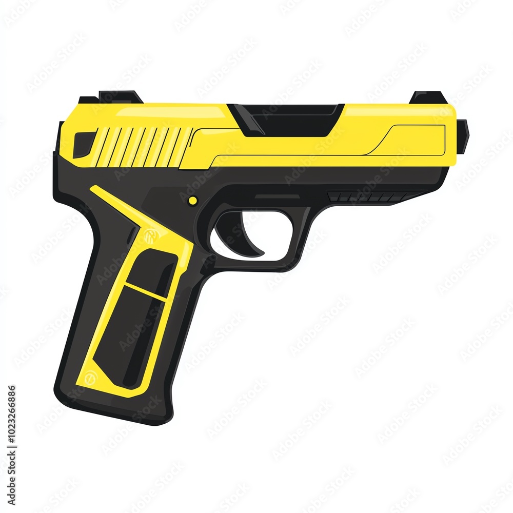 Stylish modern yellow-black gun design, white isolated background. Stylish modern yellow-black gun design, white isolated background.