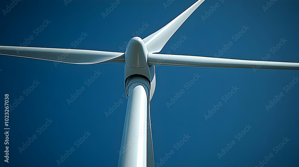 A Wind Turbine Blade Against a Blue Sky, Powering a Sustainable Future A Wind Turbine Blade Against a Blue Sky, Powering a Sustainable Future