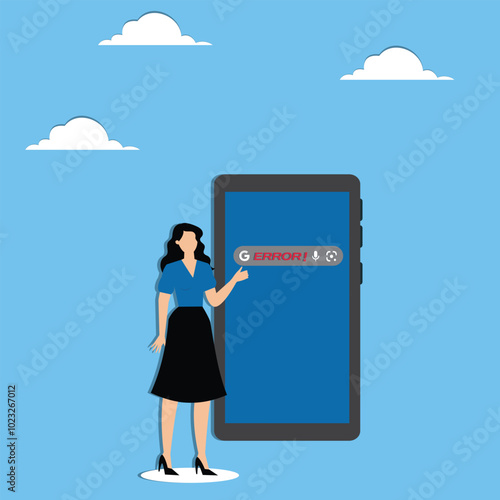 Businesswoman showing search error