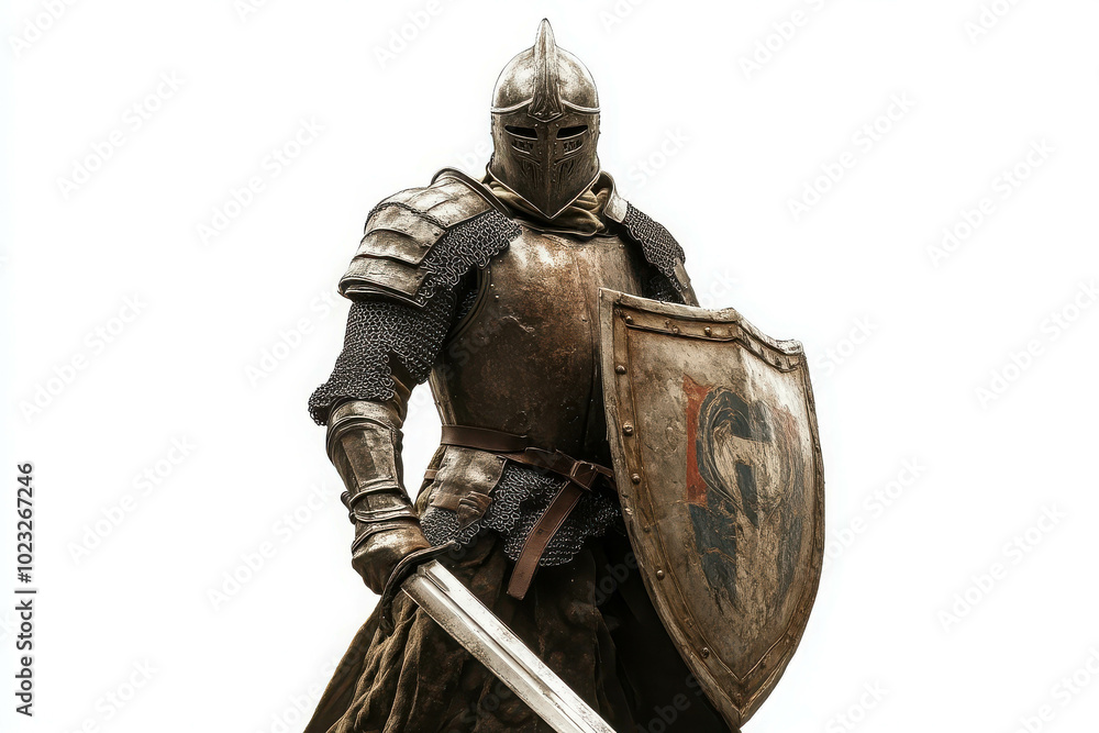 Confident Medieval Warrior in Full Armor Confident Medieval Warrior in Full Armor
