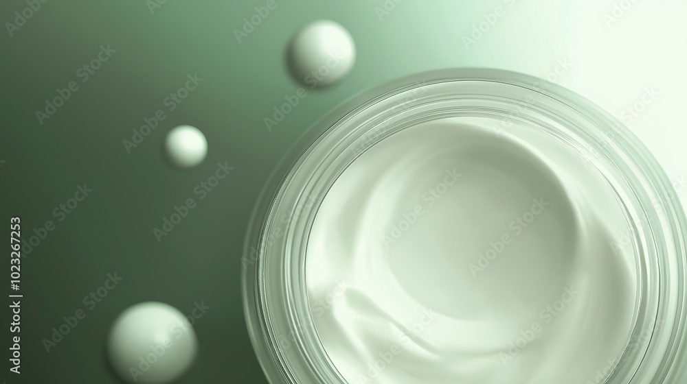 close-up of the cream product with the lid slightly open, showing the cosmetic smooth cream inside, set against a plain simple minimalismbackground close-up of the cream product with the lid slightly open, showing the cosmetic smooth cream inside, set against a plain simple minimalismbackground
