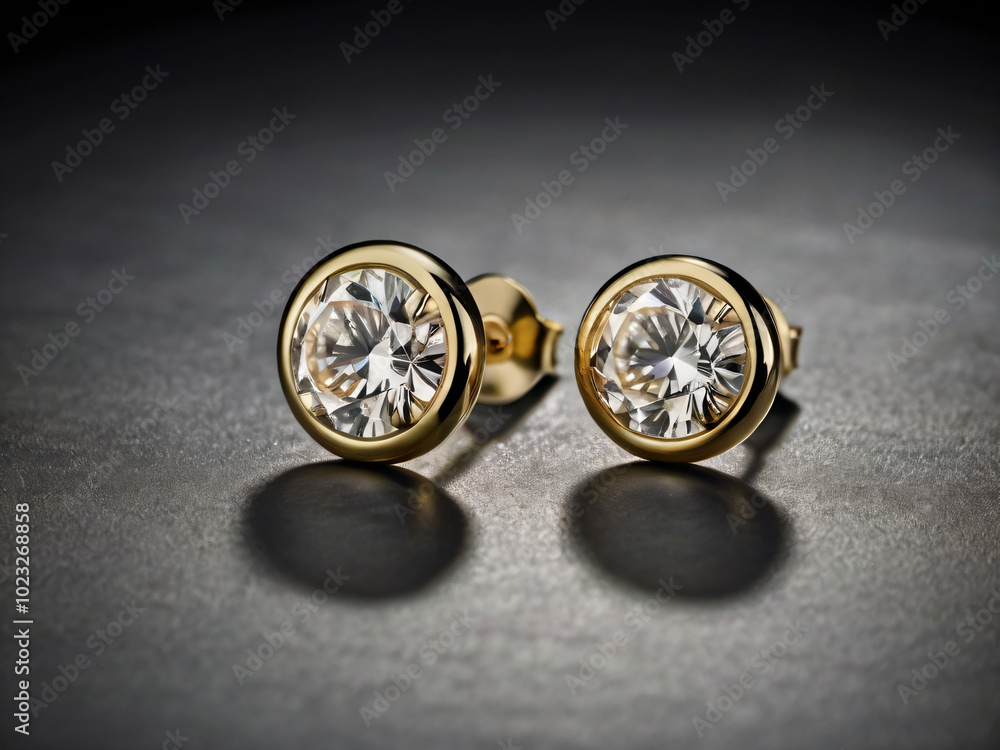 a pair of elegant gold earrings adorned with round-cut diamonds. a pair of elegant gold earrings adorned with round-cut diamonds.