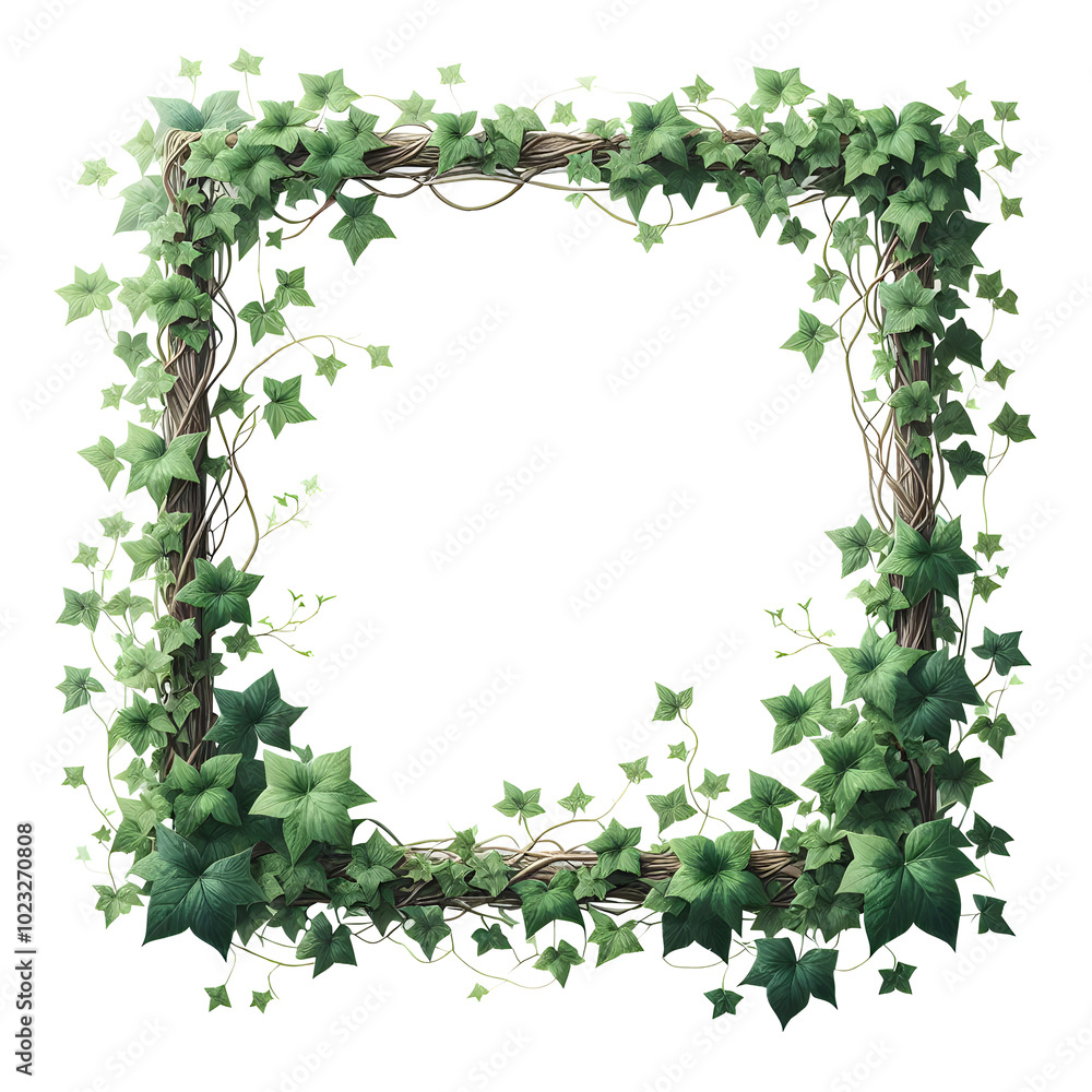 wall Frame of ivy vines with leaves isolated on a transparent background wall Frame of ivy vines with leaves isolated on a transparent background