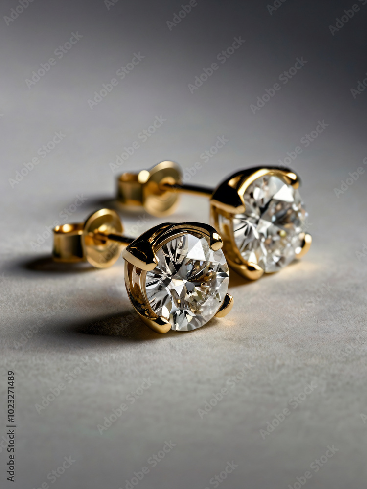 a pair of elegant gold earrings adorned with round-cut diamonds. a pair of elegant gold earrings adorned with round-cut diamonds.