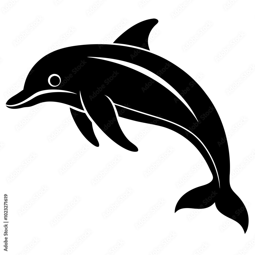 dolphin isolated on white background silhouette vector illustration dolphin isolated on white background silhouette vector illustration