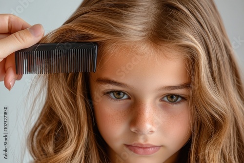 Tender Moments Mother Daughter Bonding Through Gentle Hair Brushing with a Comb, A Symbol of Love and Affection