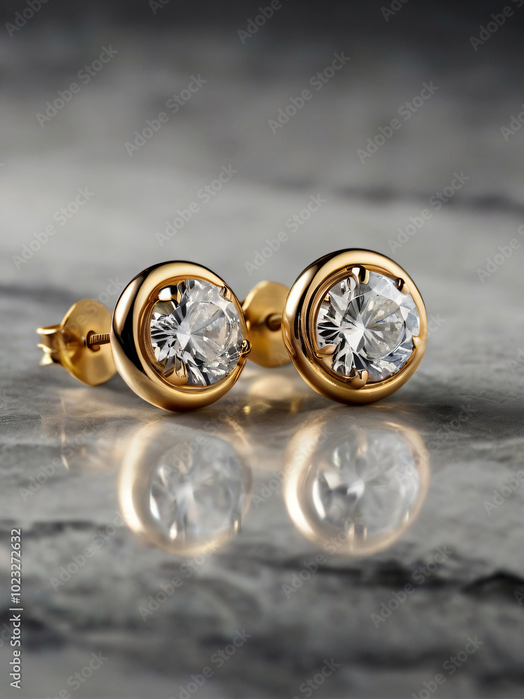 a pair of elegant gold earrings adorned with round-cut diamonds. a pair of elegant gold earrings adorned with round-cut diamonds.