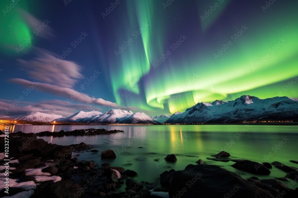 Aurora night sky outdoors.