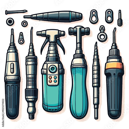 Handpiece Lubricator set vector illustration