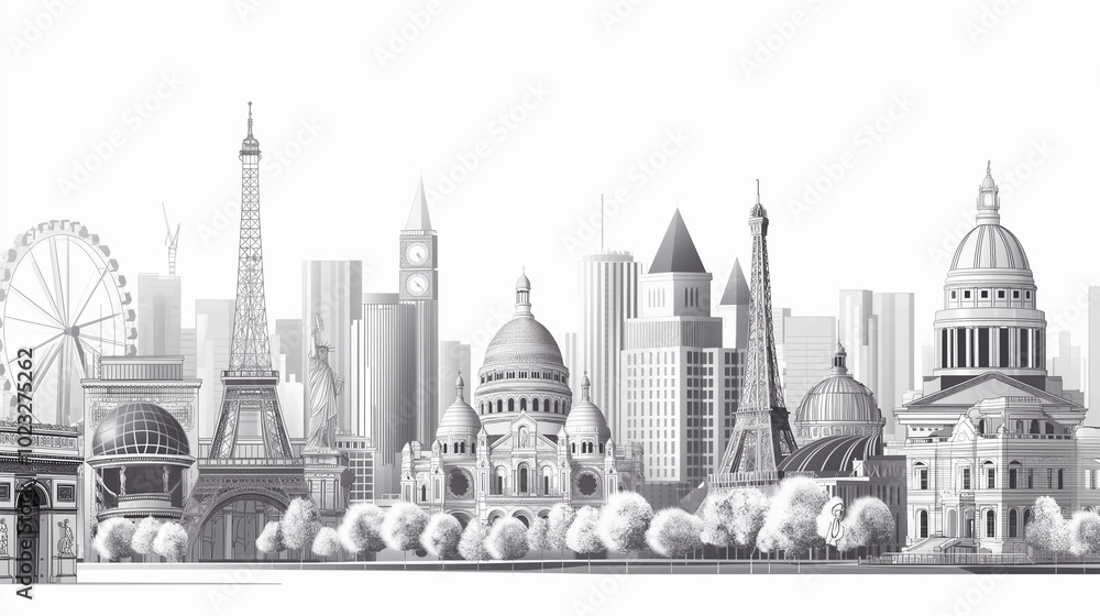 Obraz premium 都市景観のイラスト背景素材