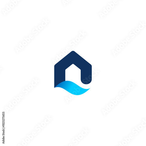House wave real estate housing business roofing sign design abstract monogram logo